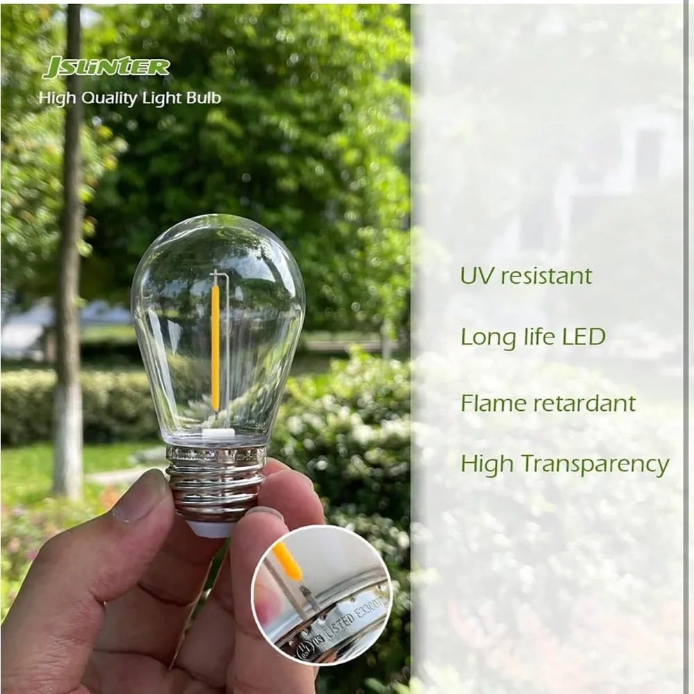 Set of 2-Jslinter 24-Pack LED 1W String Light Bulbs, S14‎ Plastic Shatterproof